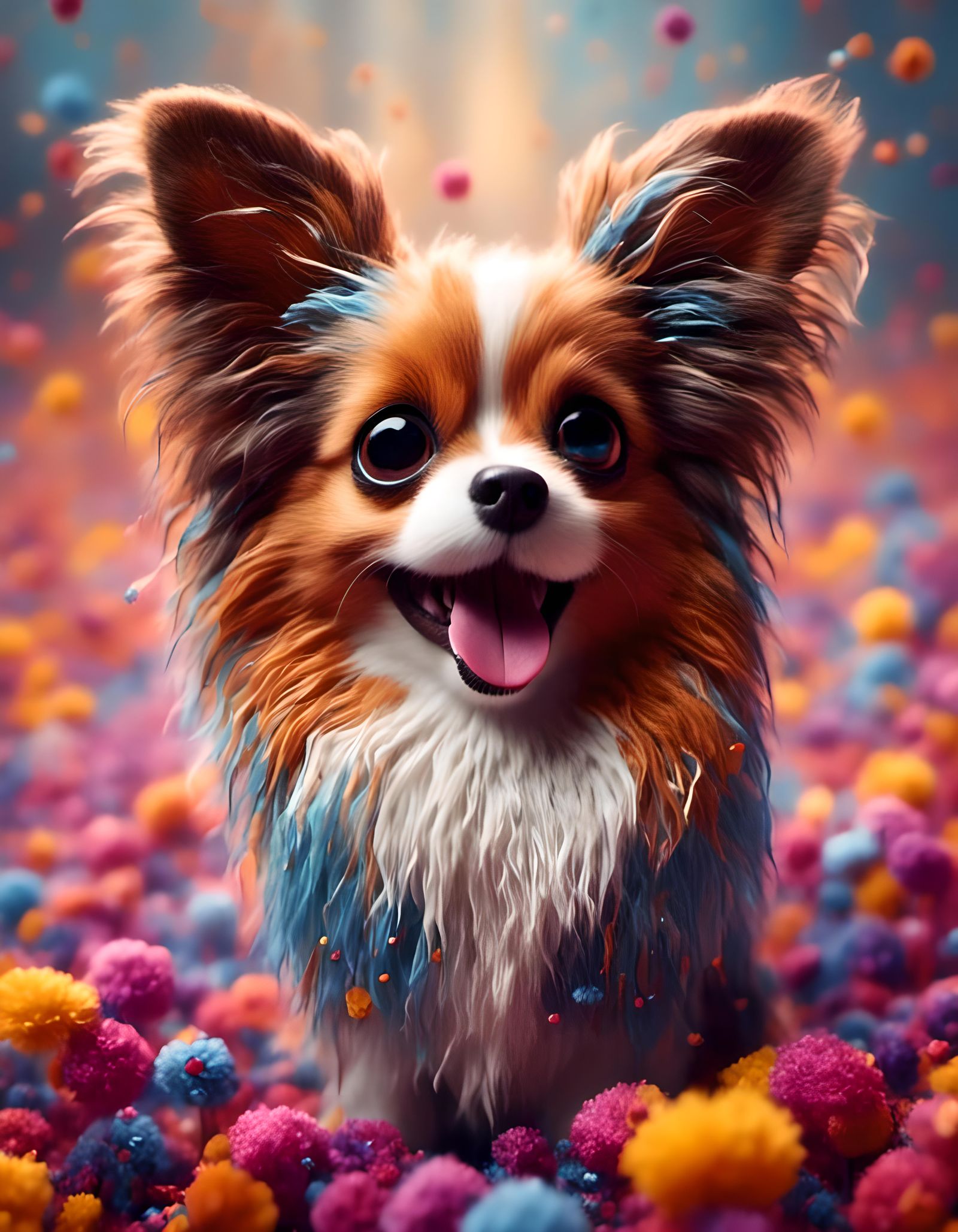 Cute Hyperrealistic Papillon Dog Portrait