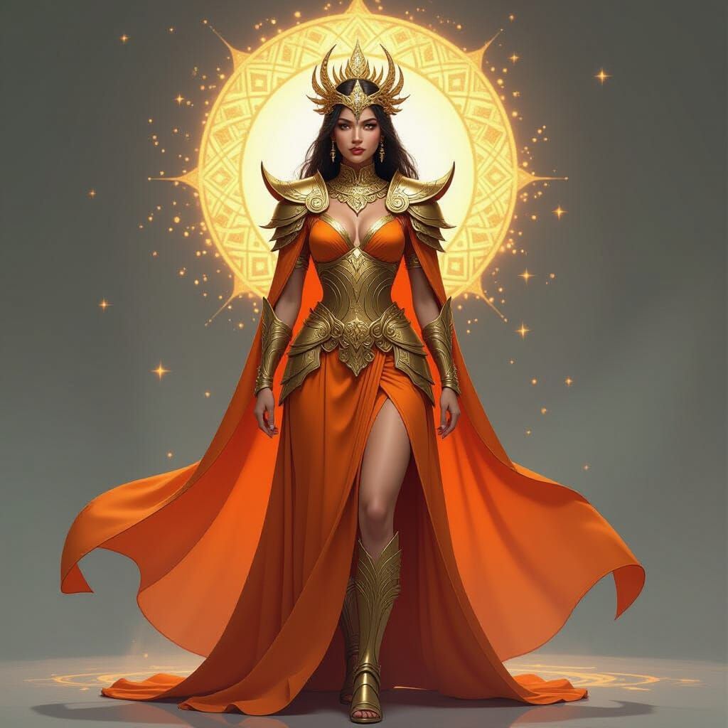 Radiant Sun Goddess in Golden Armor