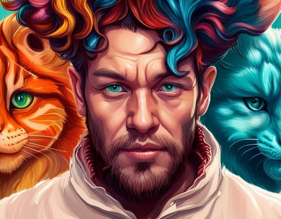 Feline Puppets Portrait in Graffiti Art Style