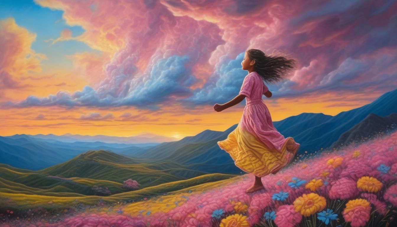 Emotional Portrait in a Flowered Landscape