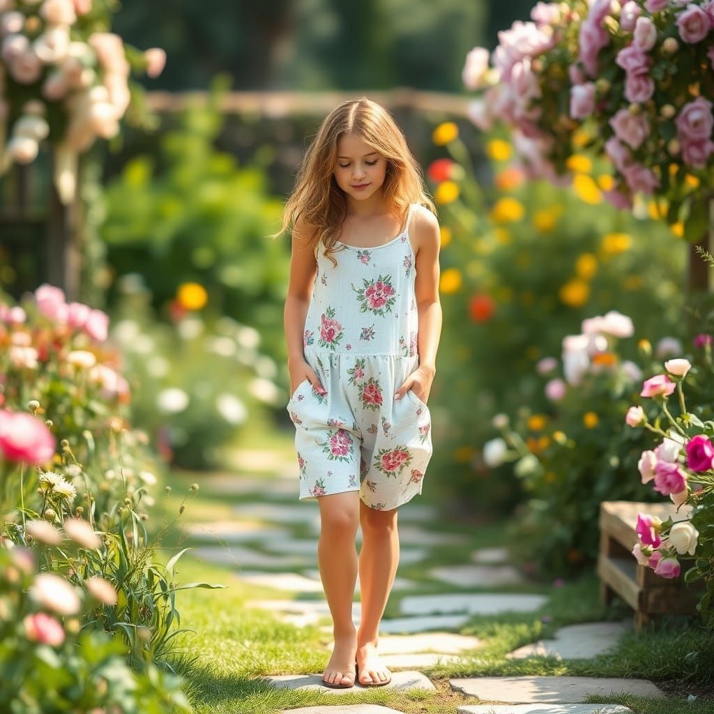 Pastel Garden Scene in Impressionist Digital Art Style