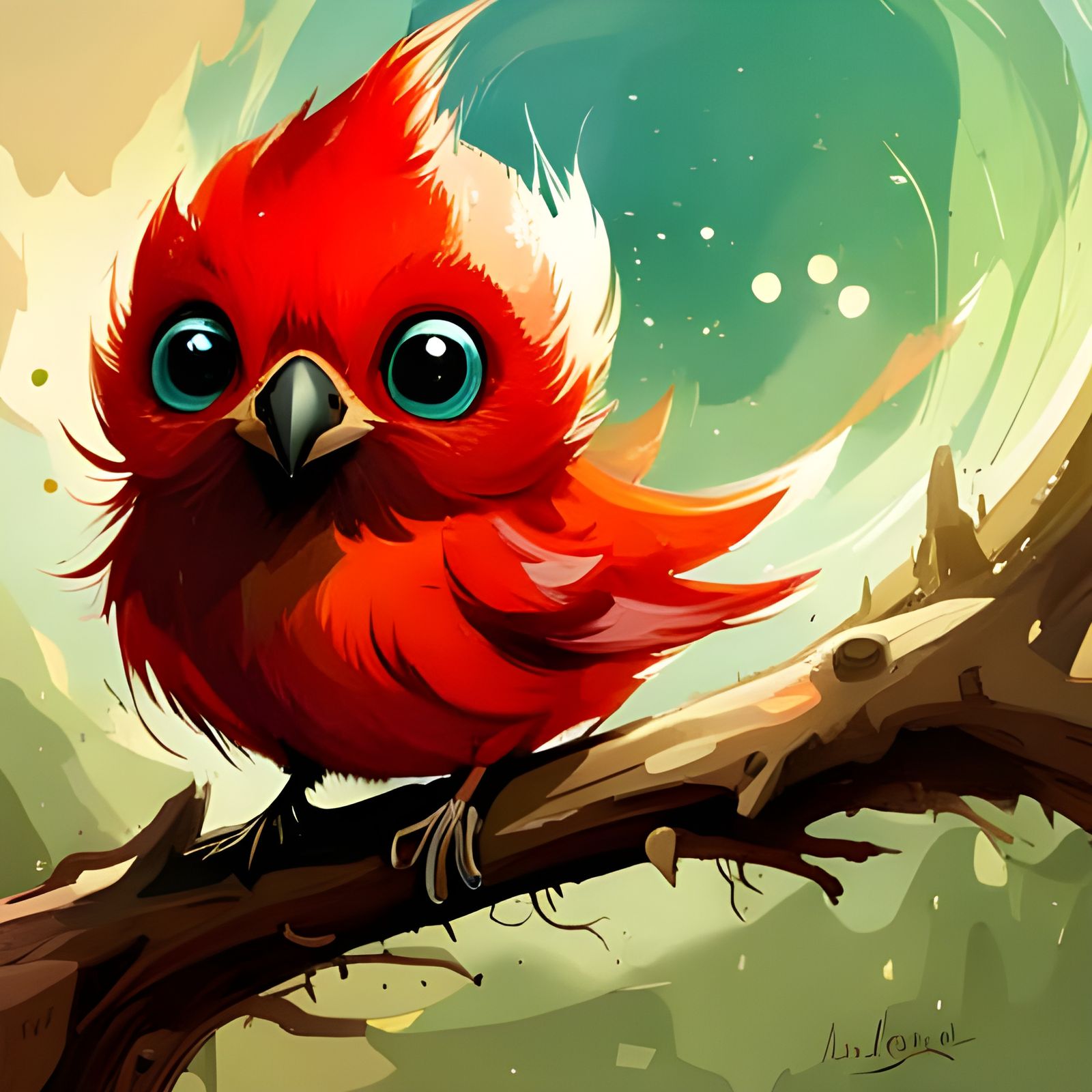 Adorable Baby Cardinal in Hyperrealistic Style