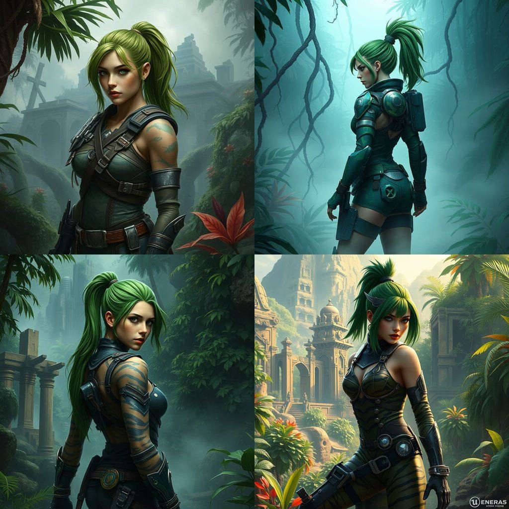 Green Haired Warrior in Tiger Stripe Camouflage