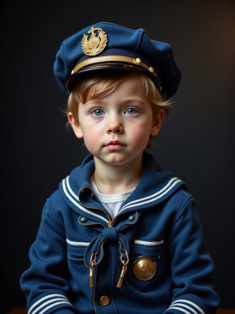Young Boy in Sailor Suit Photographic Studio Portrait