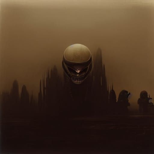 Sepia Toned Creature in a Smoggy, Amber-Lit World