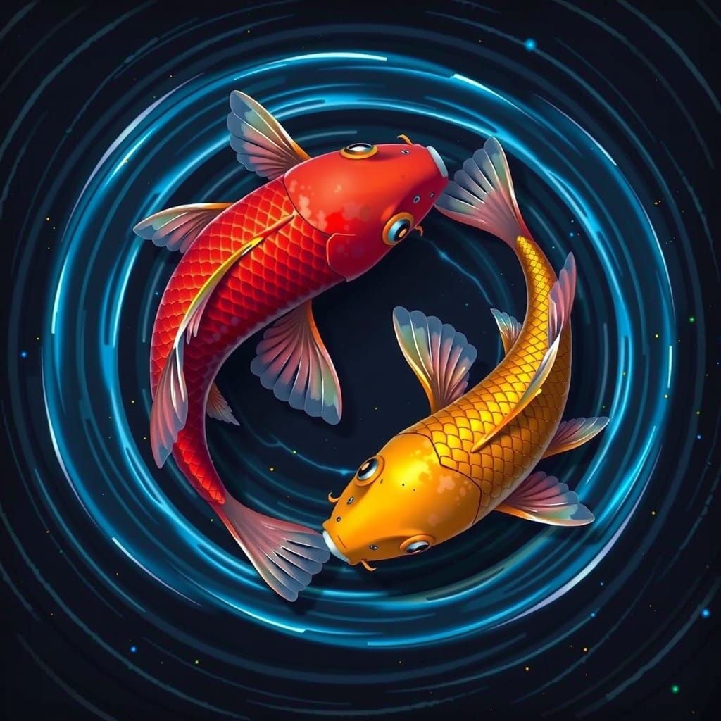 Koi Fish Form Yin-Yang Symbol from Above