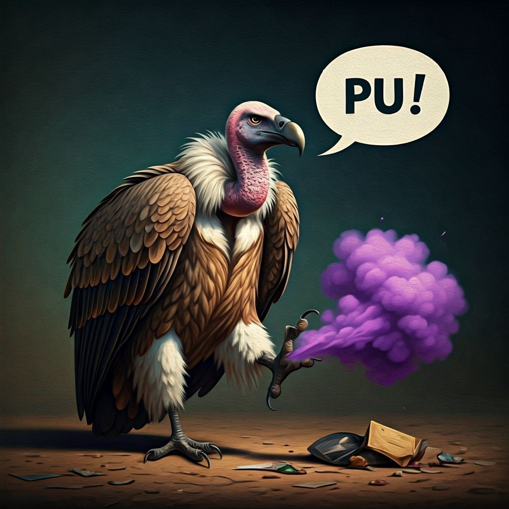 Surreal Vulture Emits Purple Stench Cloud