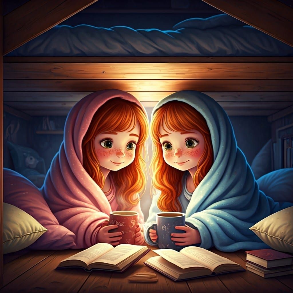Cozy Morning: Two Redheads in Digital Matte Painting