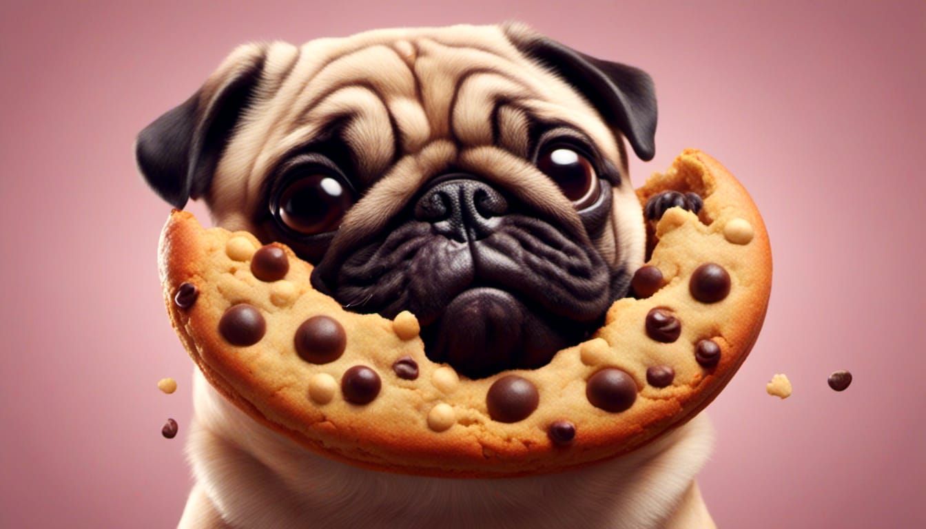 Cute Pug with Cookie
