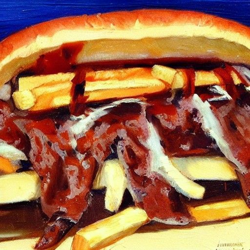 Classic Philly Cheesesteak Oil Painting