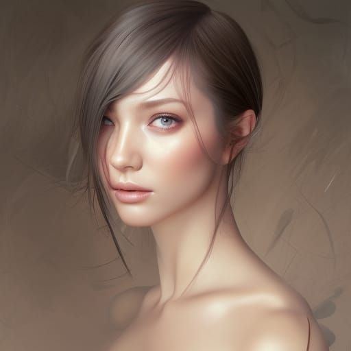 Elegant Girl Portrait in Detailed Digital Art Style