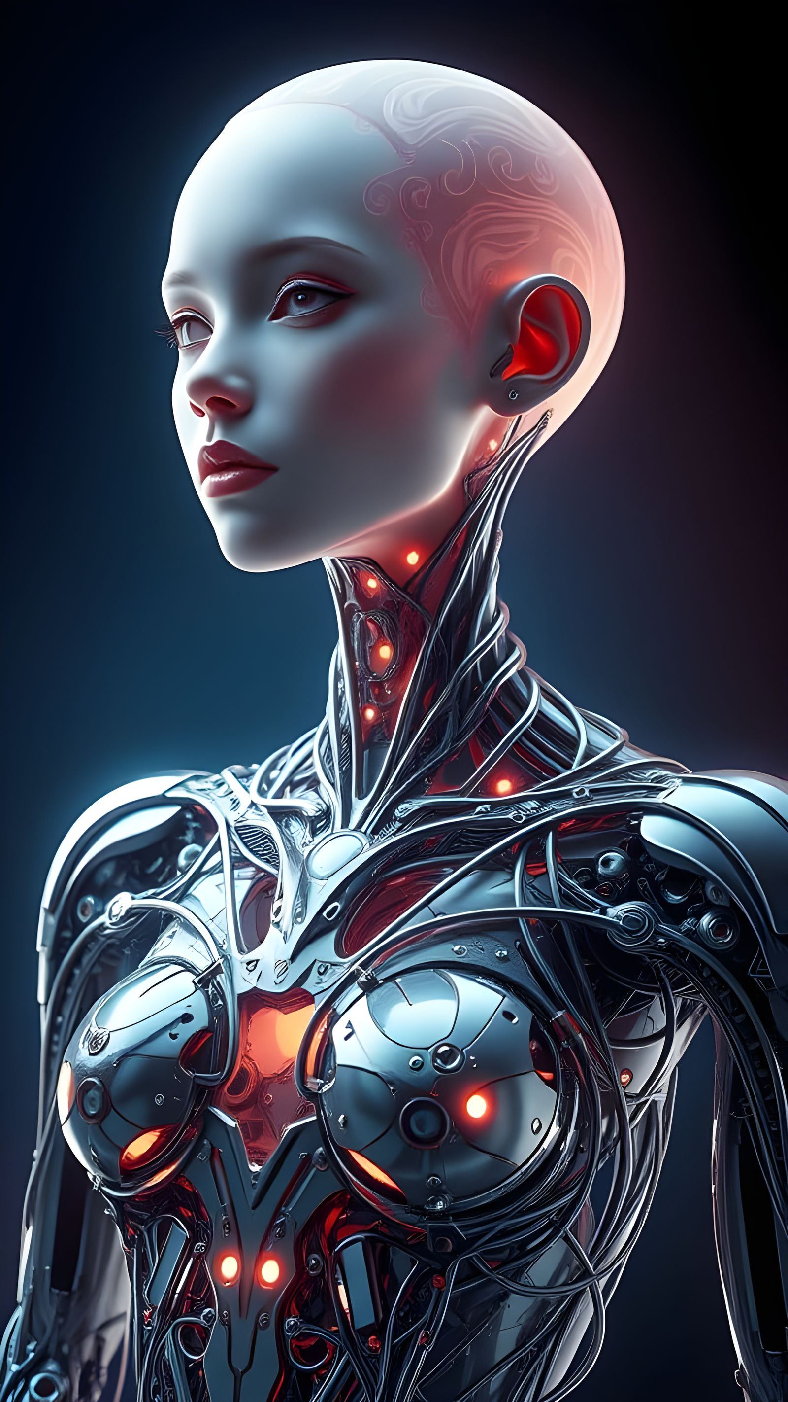 Cyber Human Hybrid in Fantastical Landscape