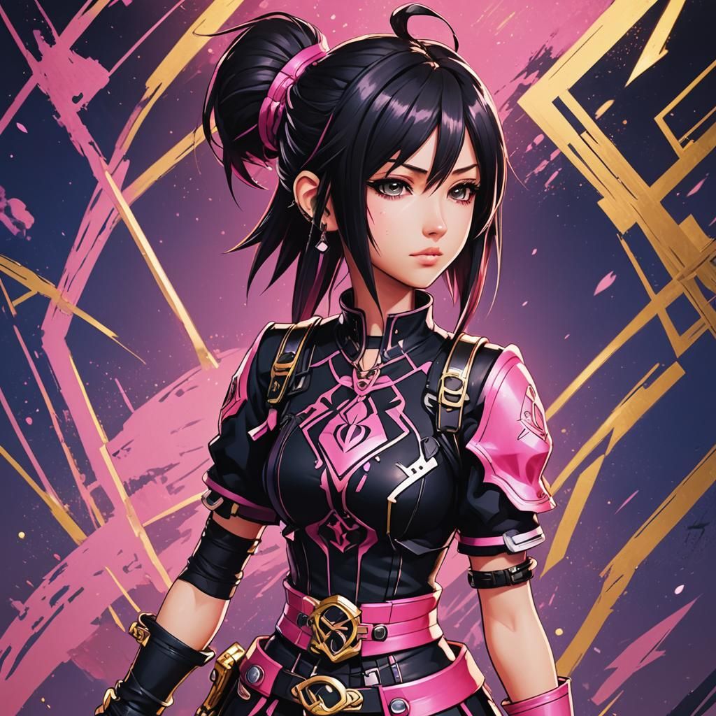 Anime Girl Hero in Kingdom Hearts and Final Fantasy Style