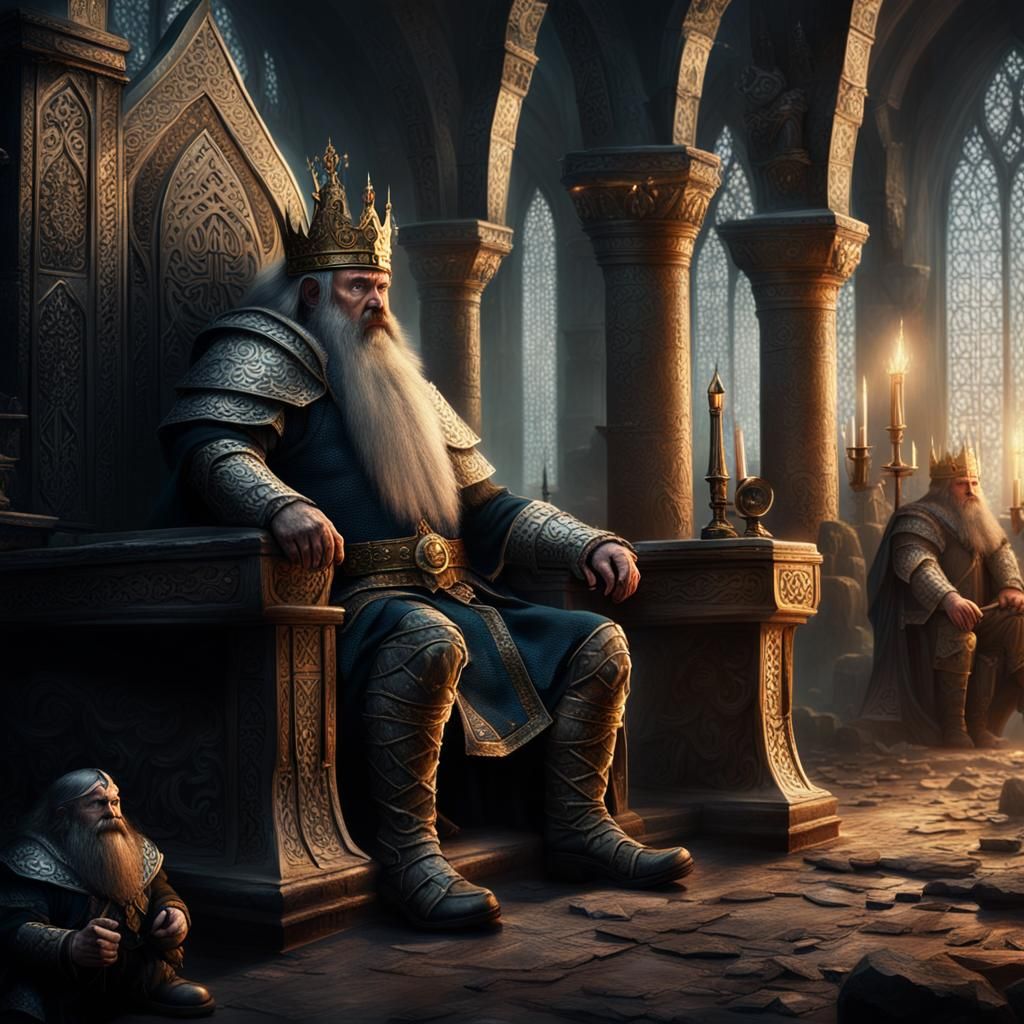 First Dwarf King Coronation in Dark Fantasy Style