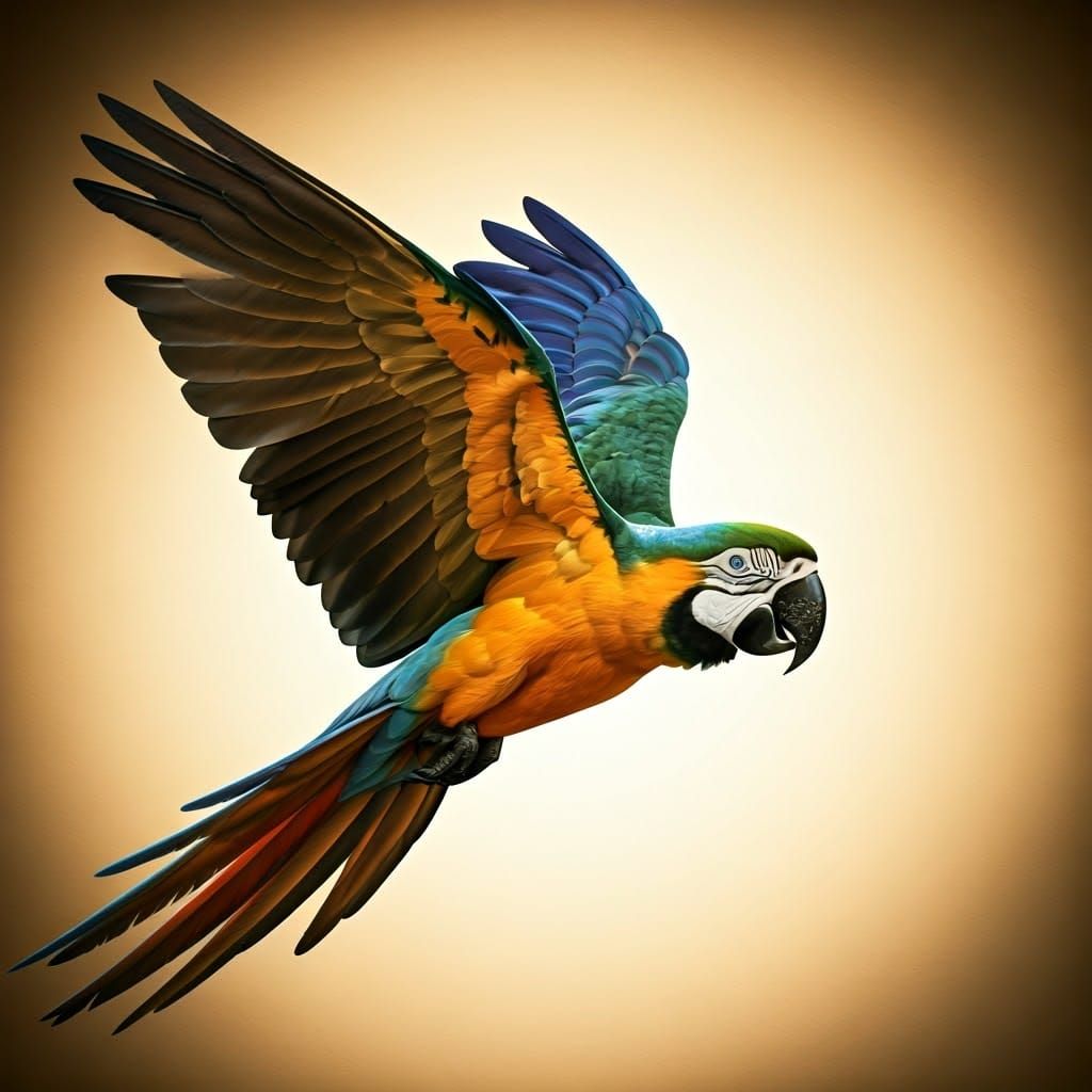 Vibrant Parrot Soars into Sun-Kissed Horizon in Realistic St...