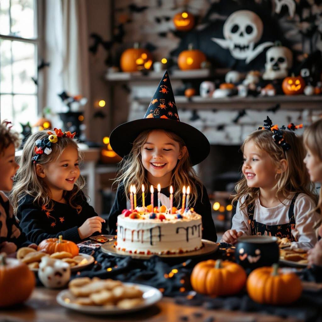 Spooky Birthday Party Decorations and Cake