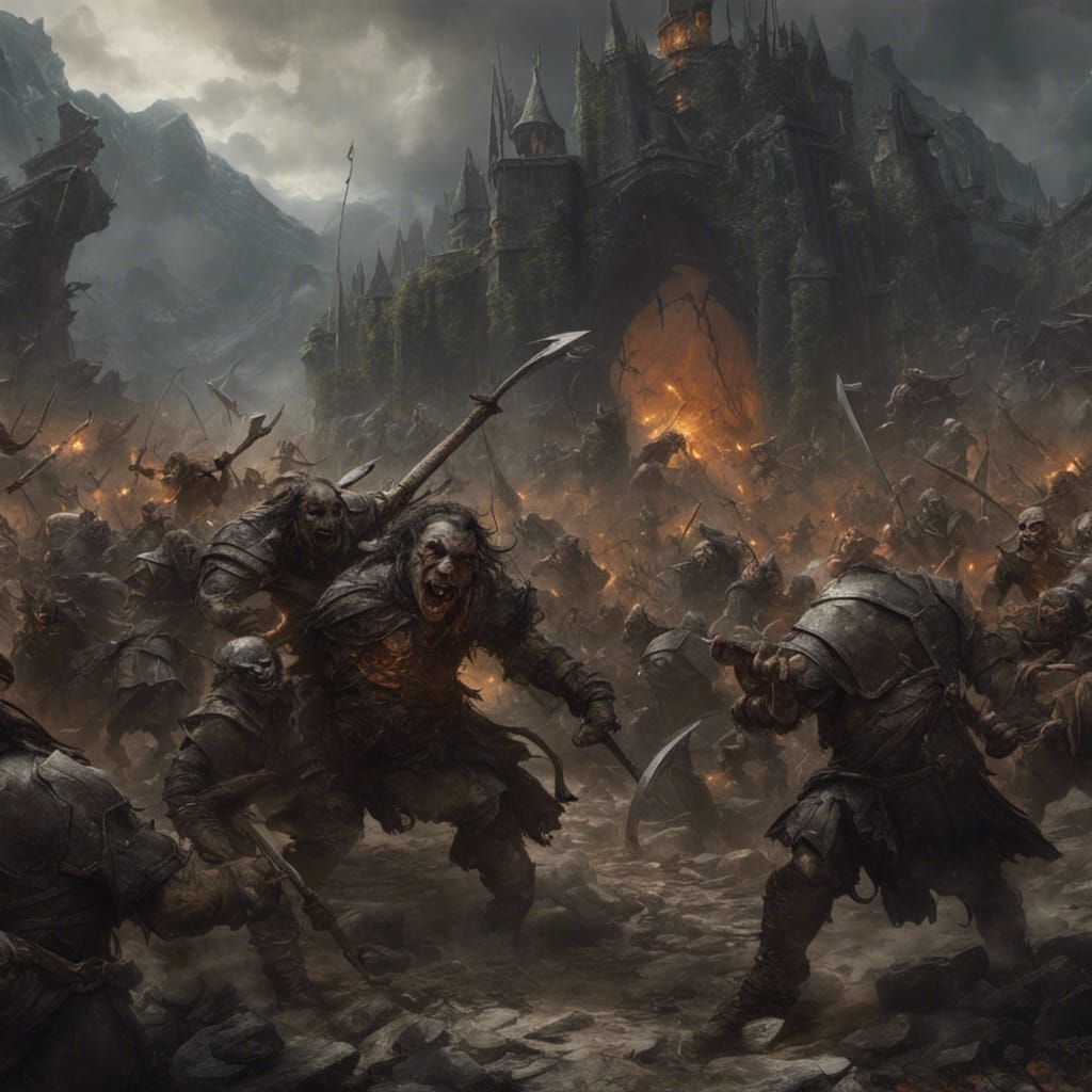Epic Orc and Goblin Battle in Middle Earth