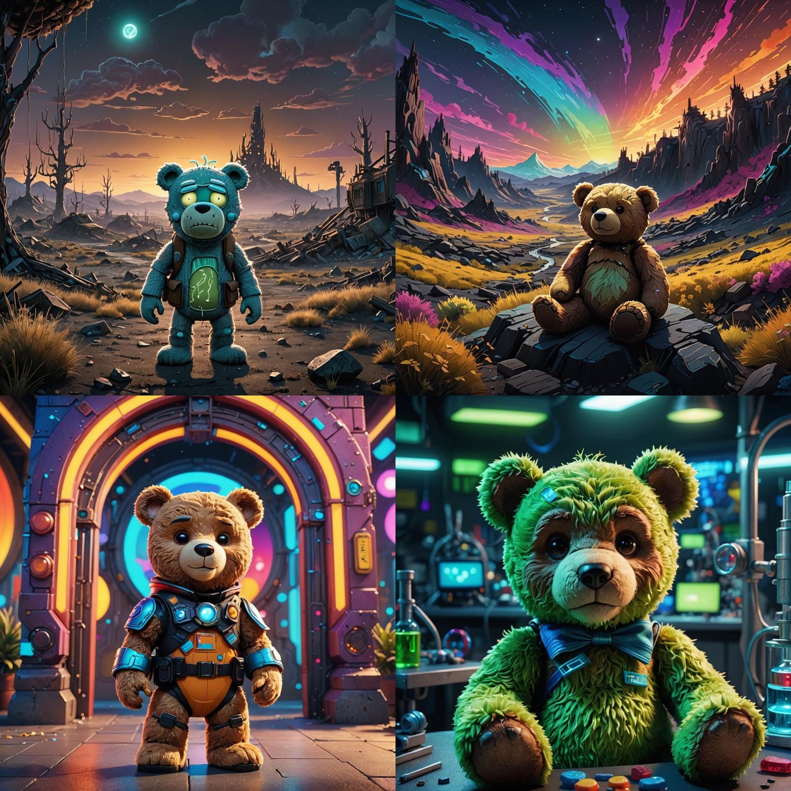 Teddy Bear in Rick & Morty World: Disney Pixar Style