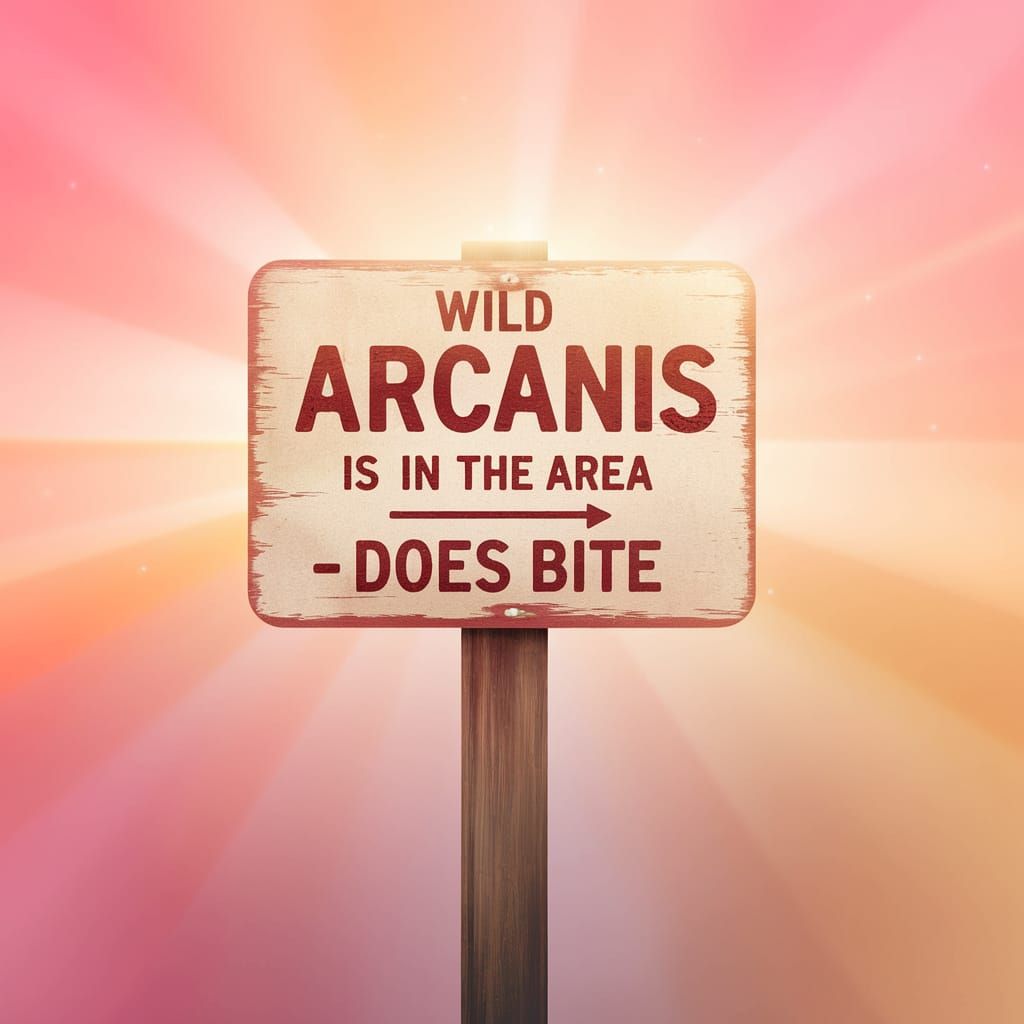 Whimsical Wild Arcanis Sign in Soft Pastel Landscape