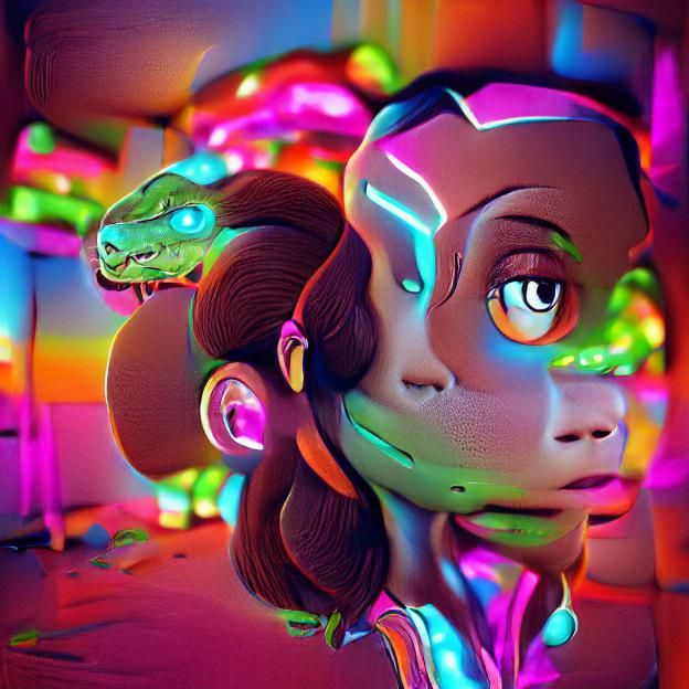 Psychedelic Neon Chameleon on Artstation