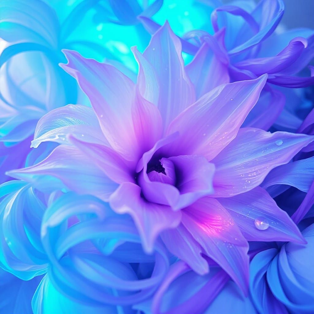 Abstract Floral in Turquoise and Purple, 8K Resolution