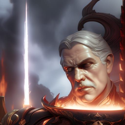 Harlan Ellison Portrait in Hellish Landscape