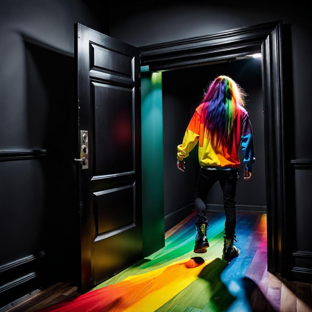 Rainbow Goth Punk Emerges From Dark Closet