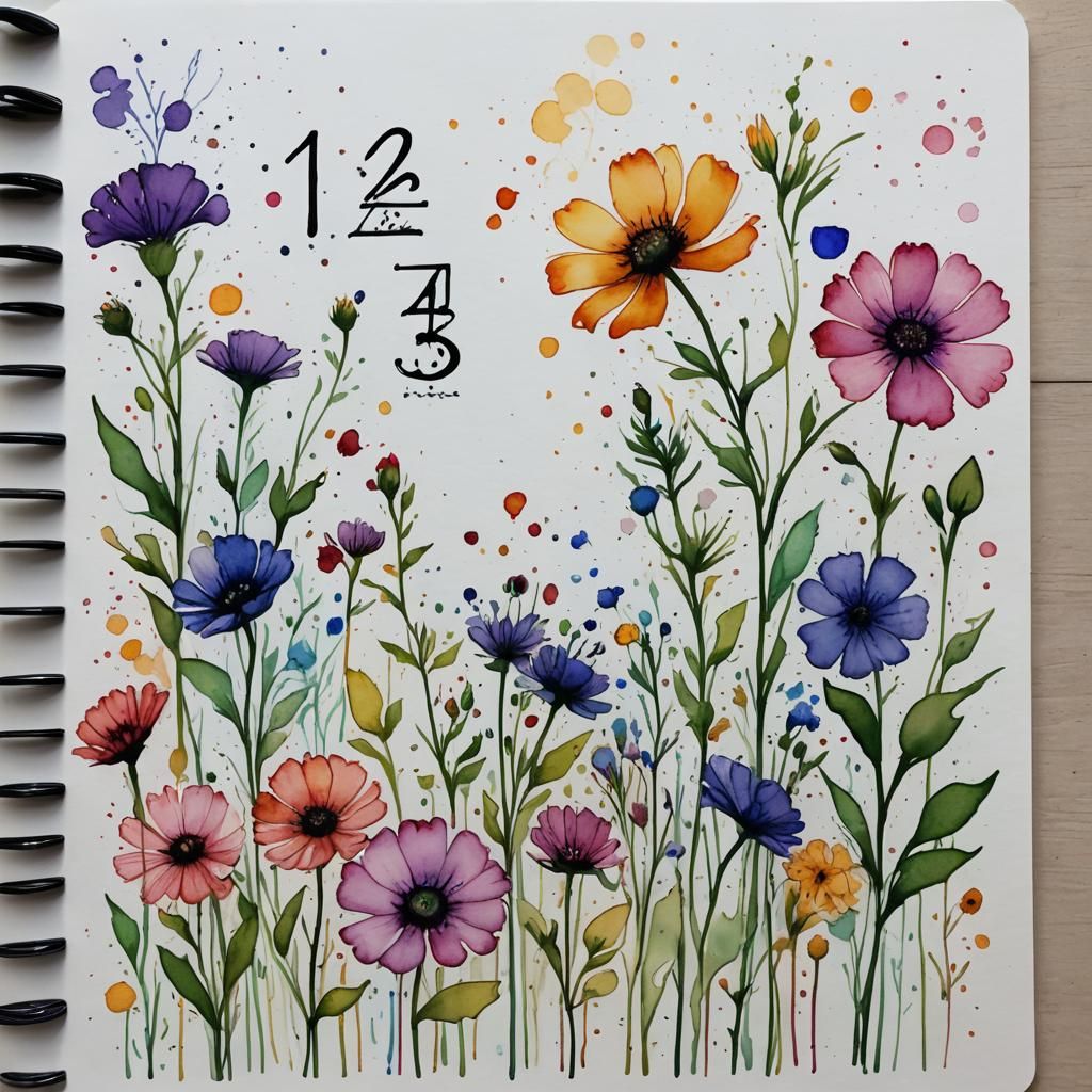 Minimalist Watercolor Ledger Page with Ink Splatters