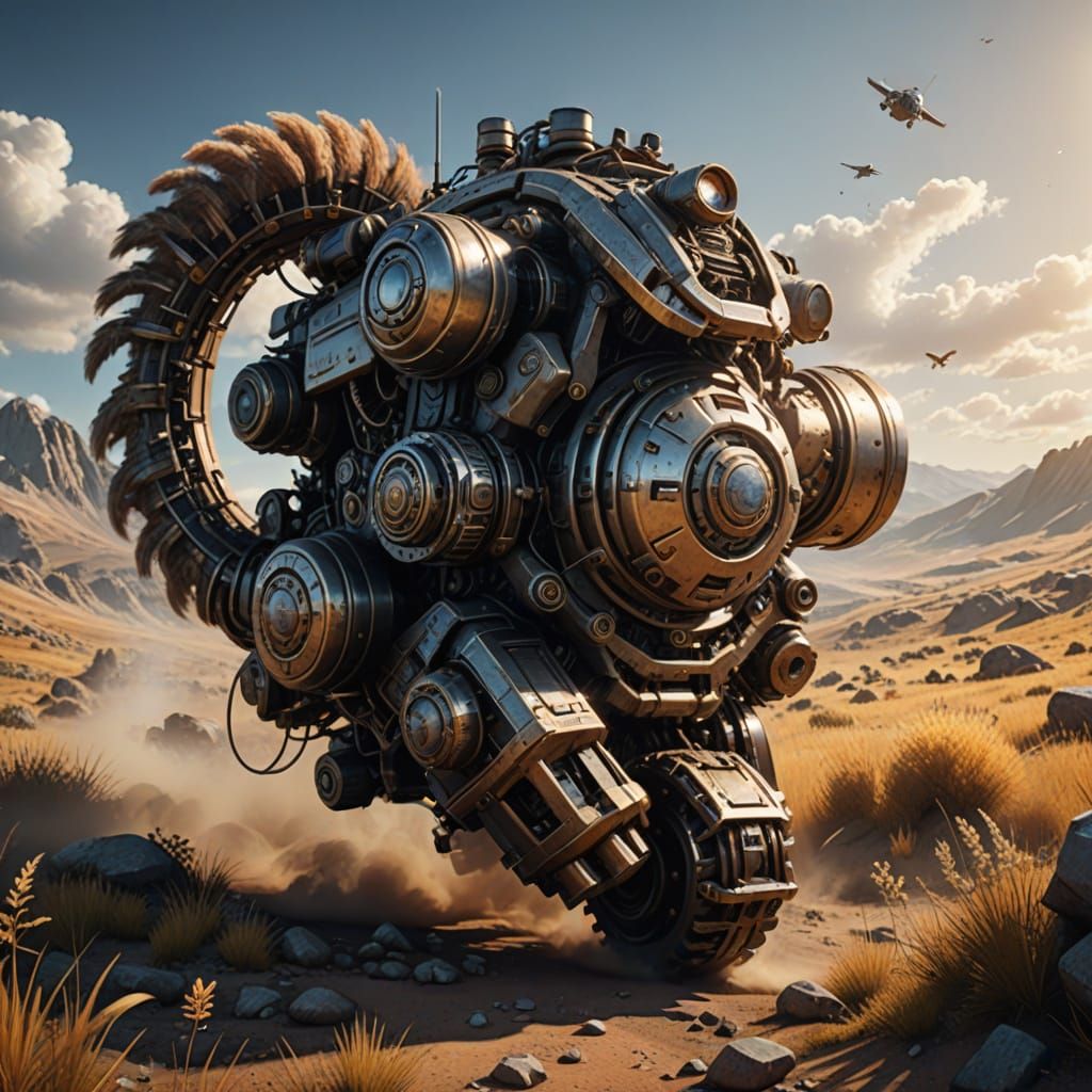 Animals Run Through Vast Landscape in Digital Illustration S...