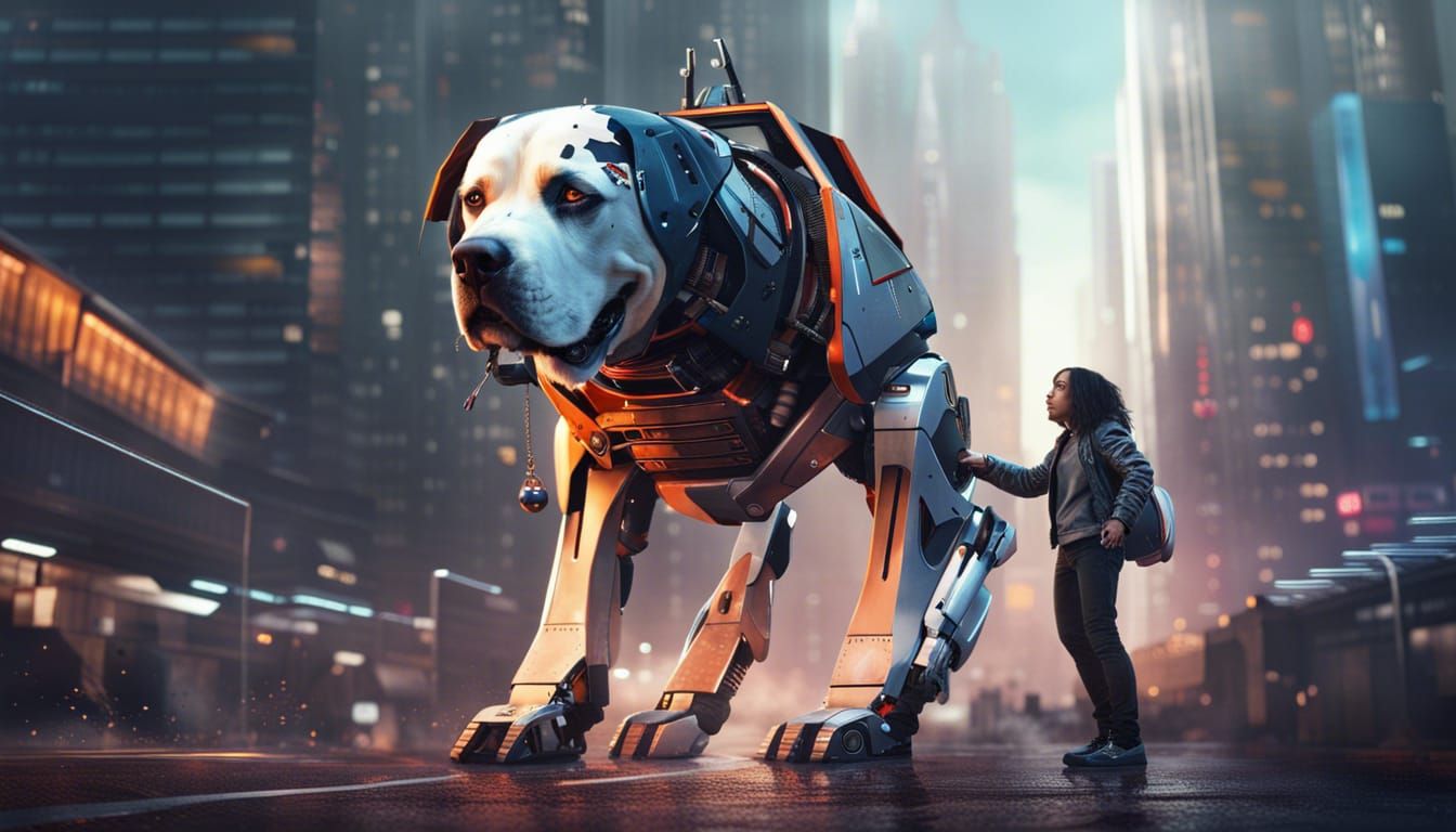 Swiss Mountain Dog Robot Pilot in Dancing Mecha