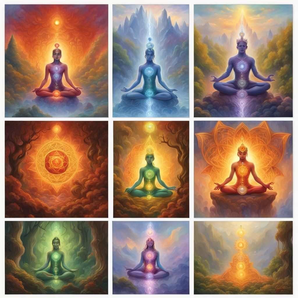Seven Chakras in Ethereal Fantasy Style