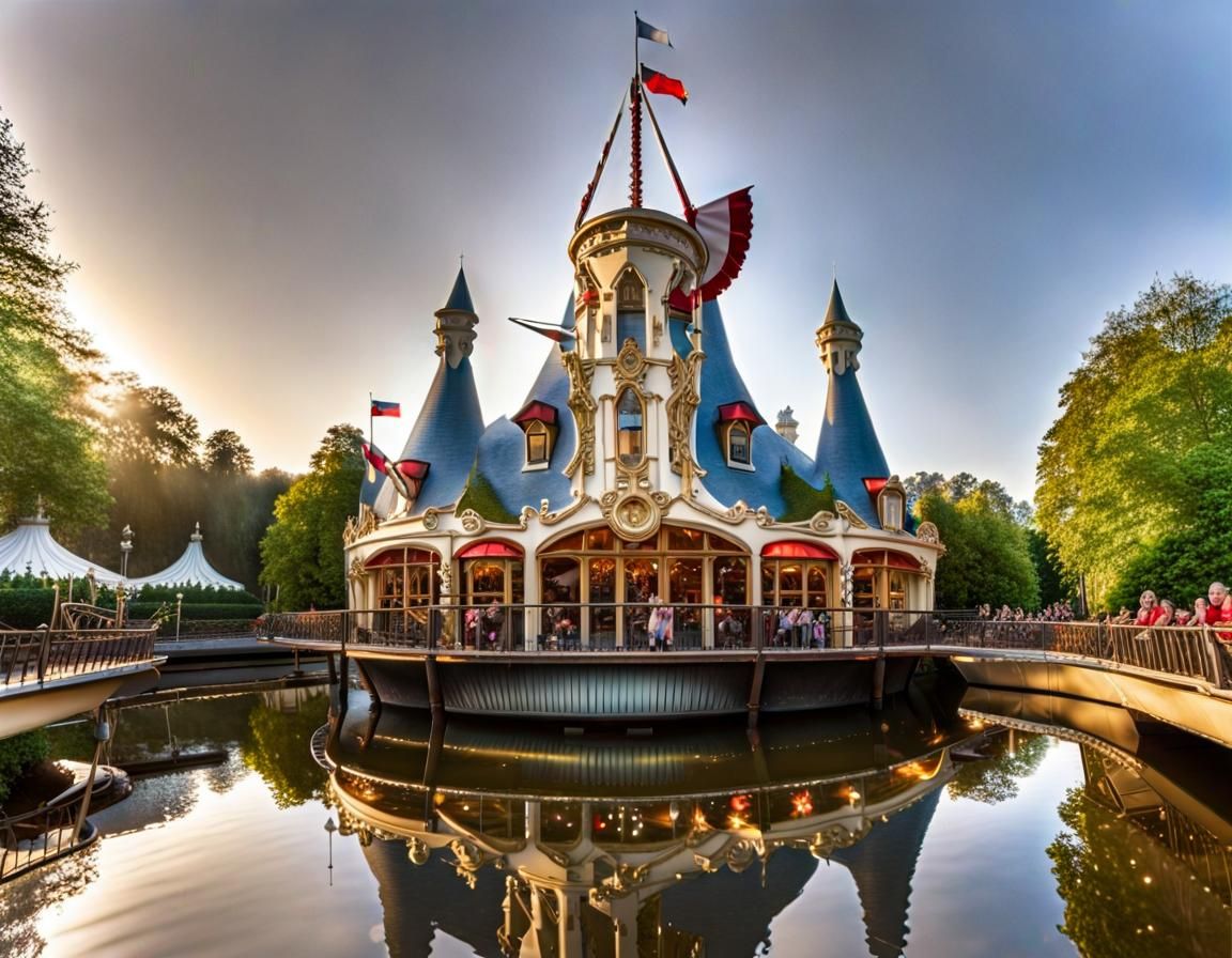 Magical Dusk at a Dutch Amusement Park