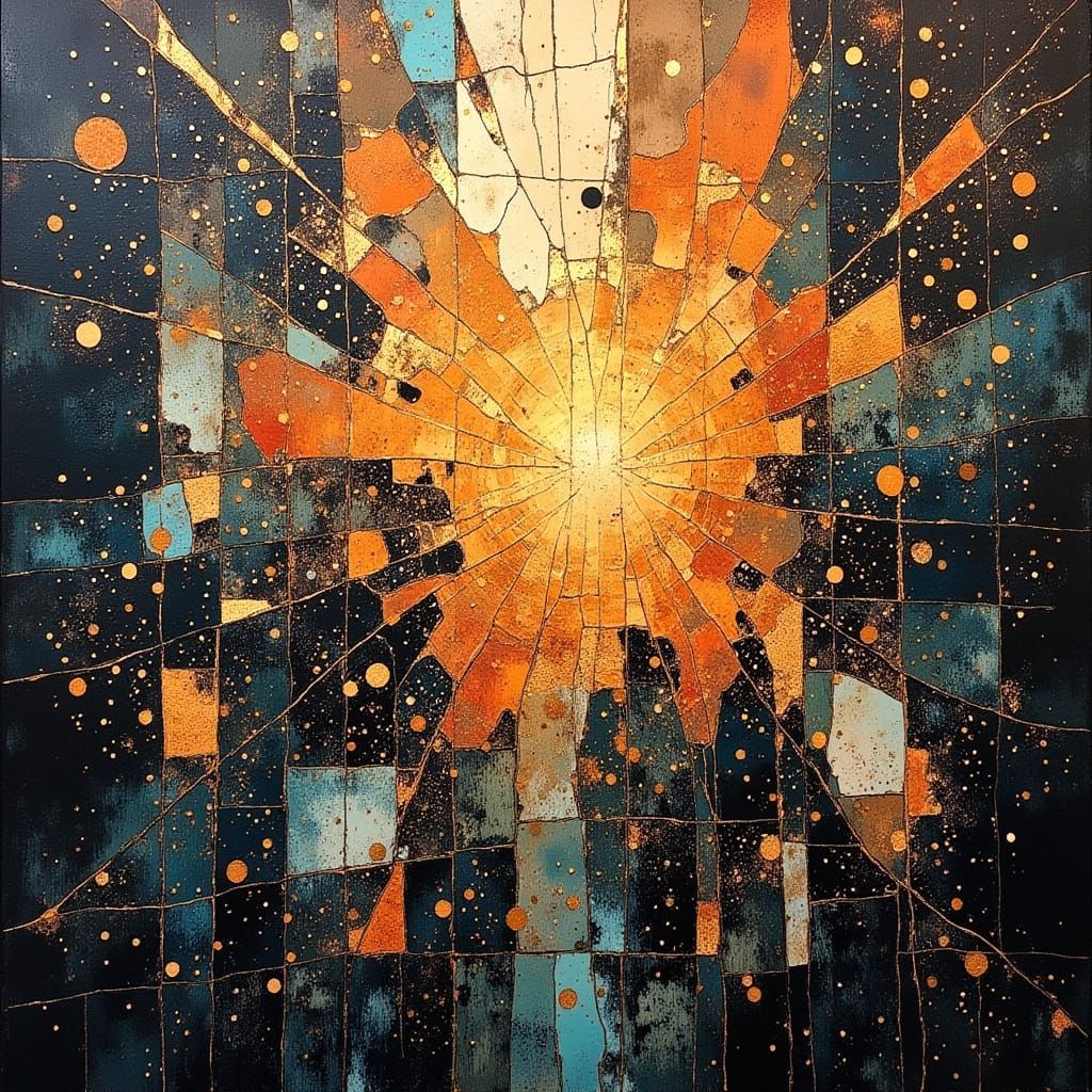 Firefly Kaleidoscope in Mixed-Media Collage