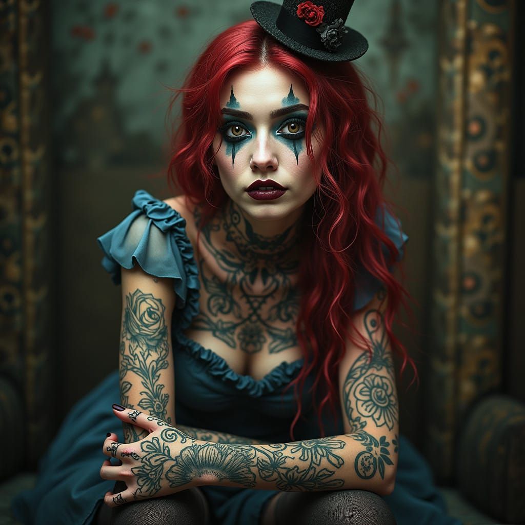 Dark Fantasy Alice in Wonderland with Tattoos, Inspired by T...