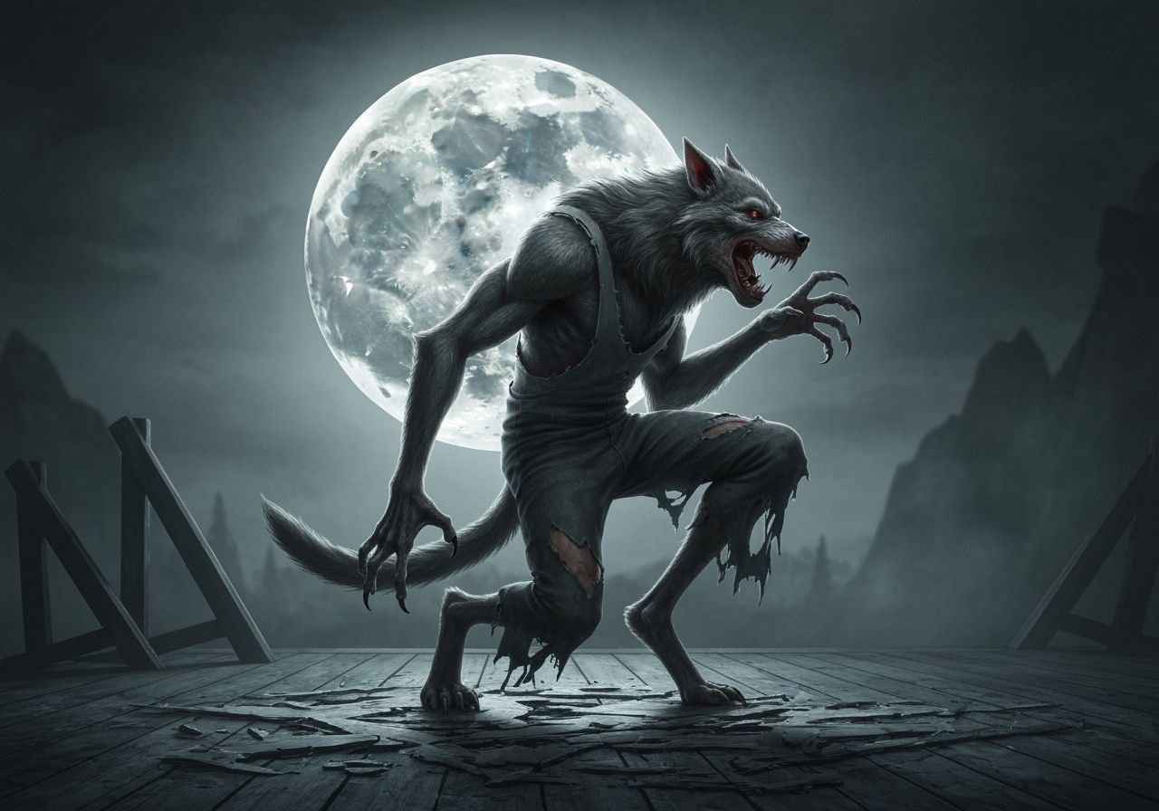 Hyper-Realistic Werewolf in Eerie Moonlight