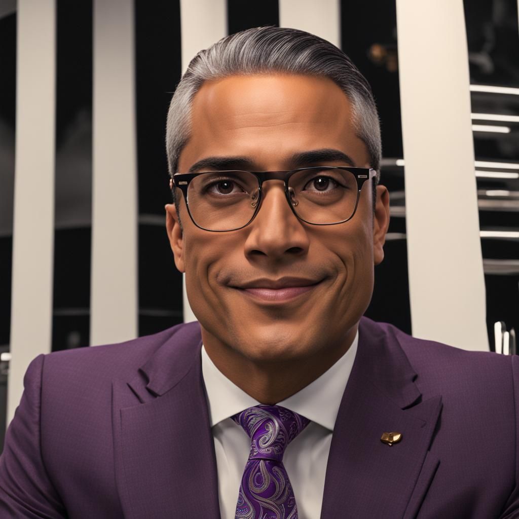 Handsome Man in Gray Suit with Bitcoin Tie