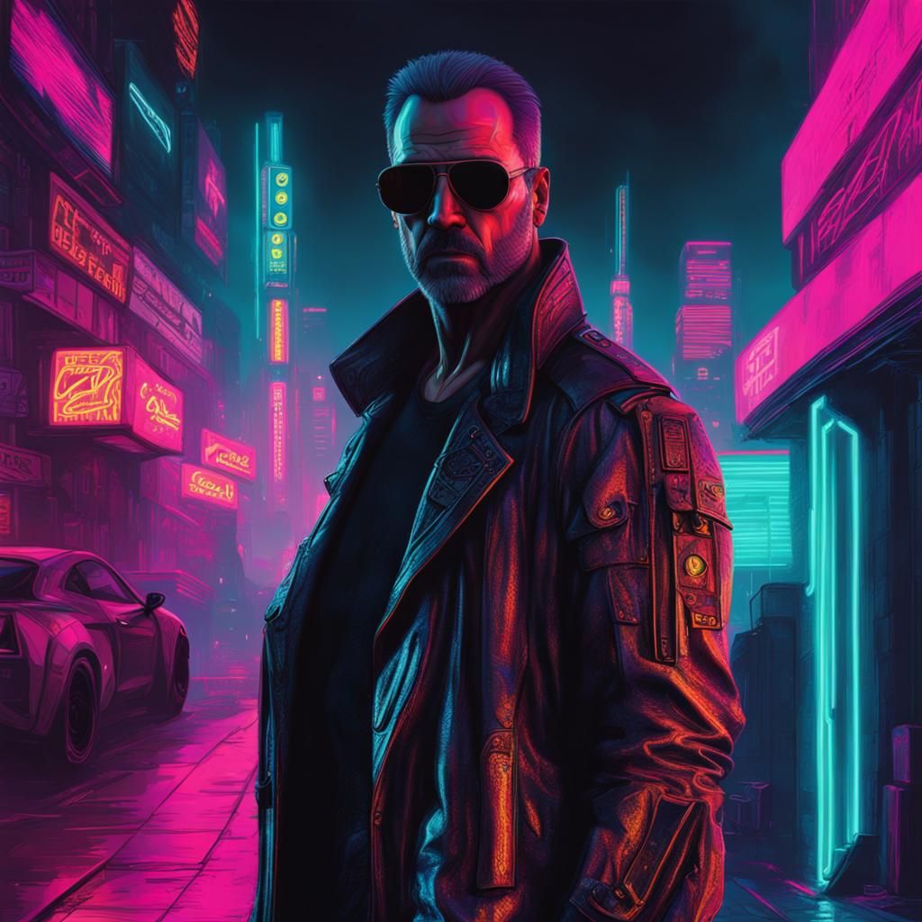 Cyberpunk Optical Illusion with Neon Lights