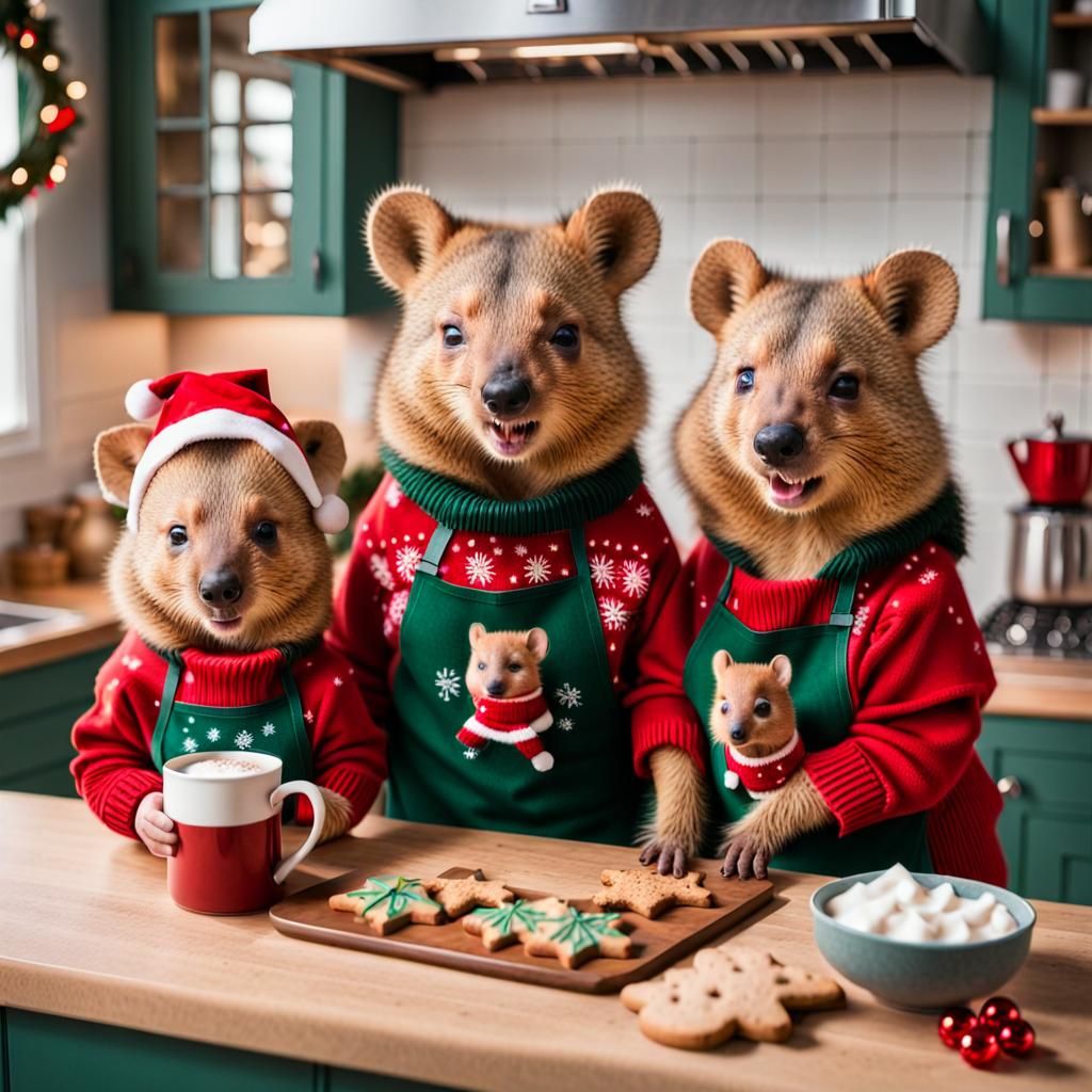 Quokka Family Baking Christmas Cookies