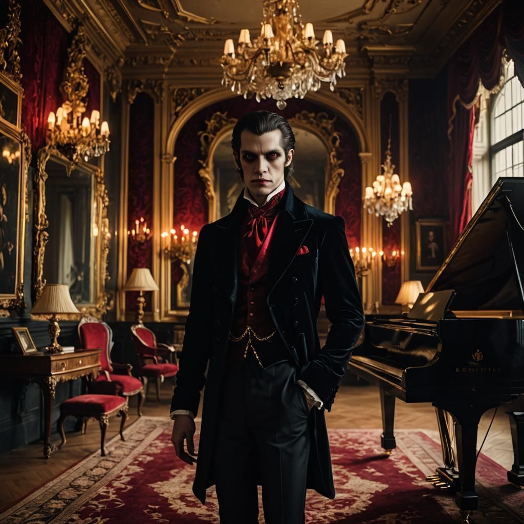Vampire in Velvet Suit by Piano