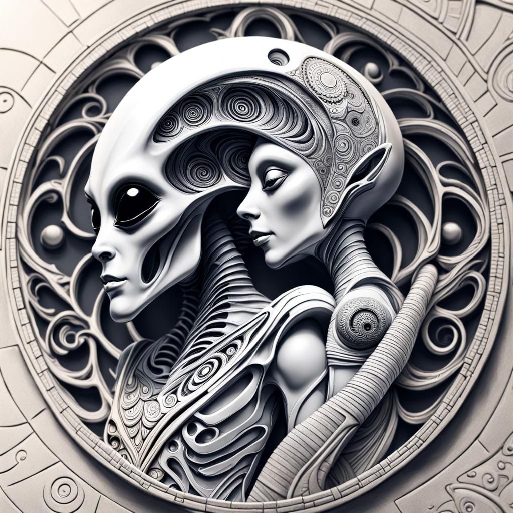 Alien in Love: A Photorealistic Yin and Yang Balance