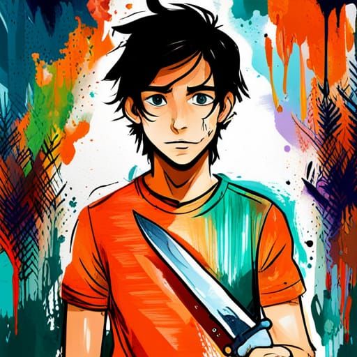 Percy Jackson Graffiti Art with Riptide Sword