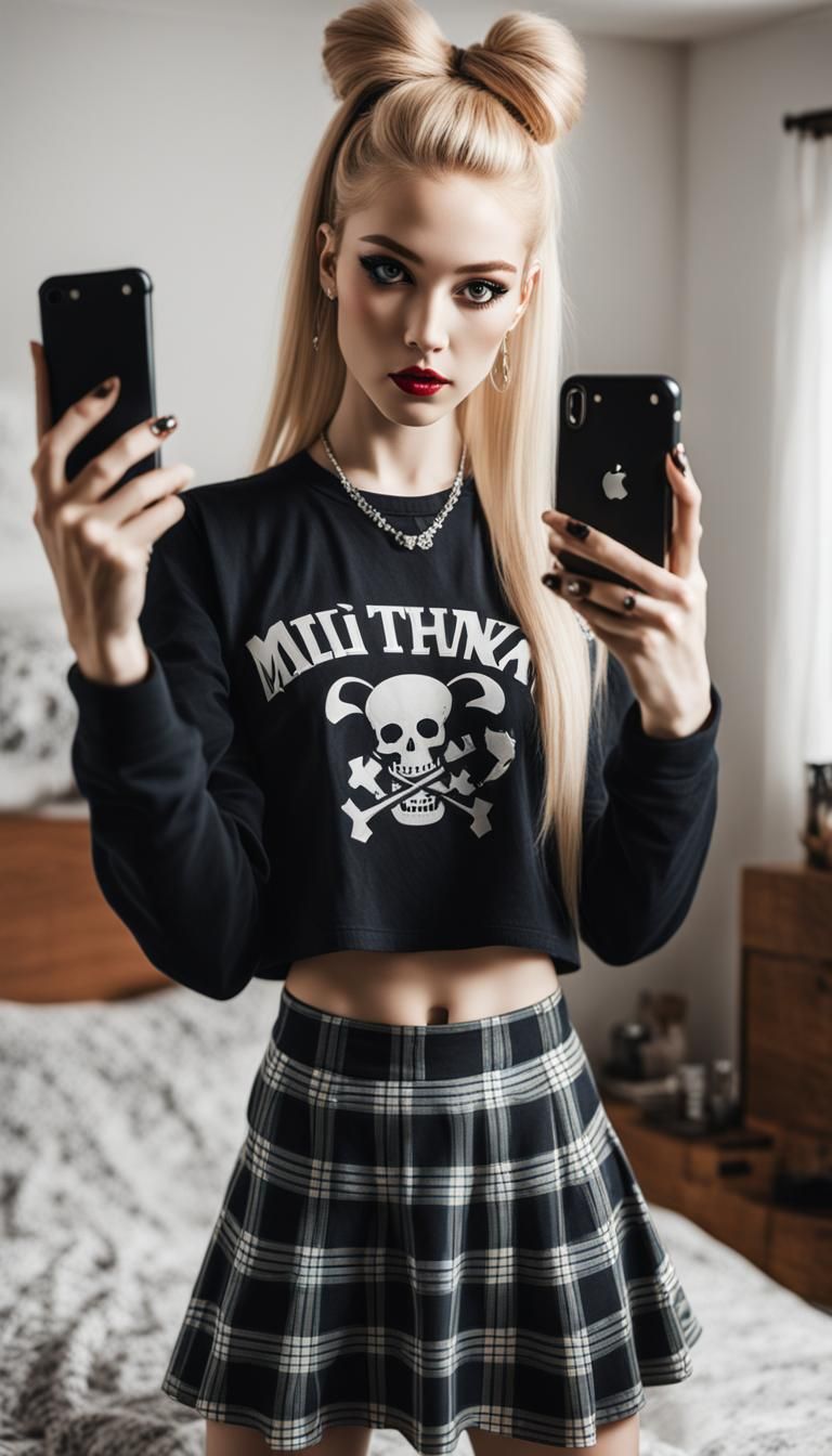 Punk Rock Girl's Bedroom Mirror Selfie
