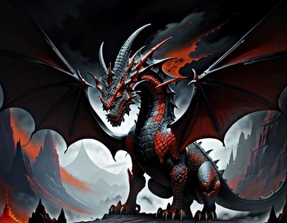 Fiery Dragon in Dynamic Fantasy Art Style