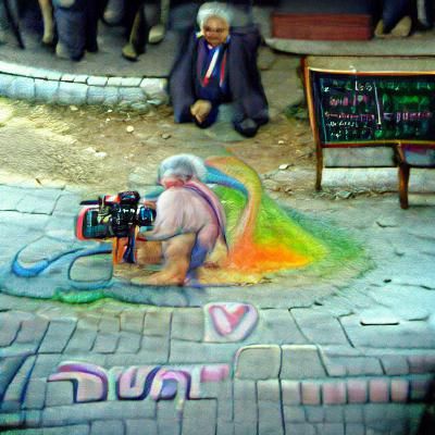 Lewd Old Man: Colorful Chalk Art Style