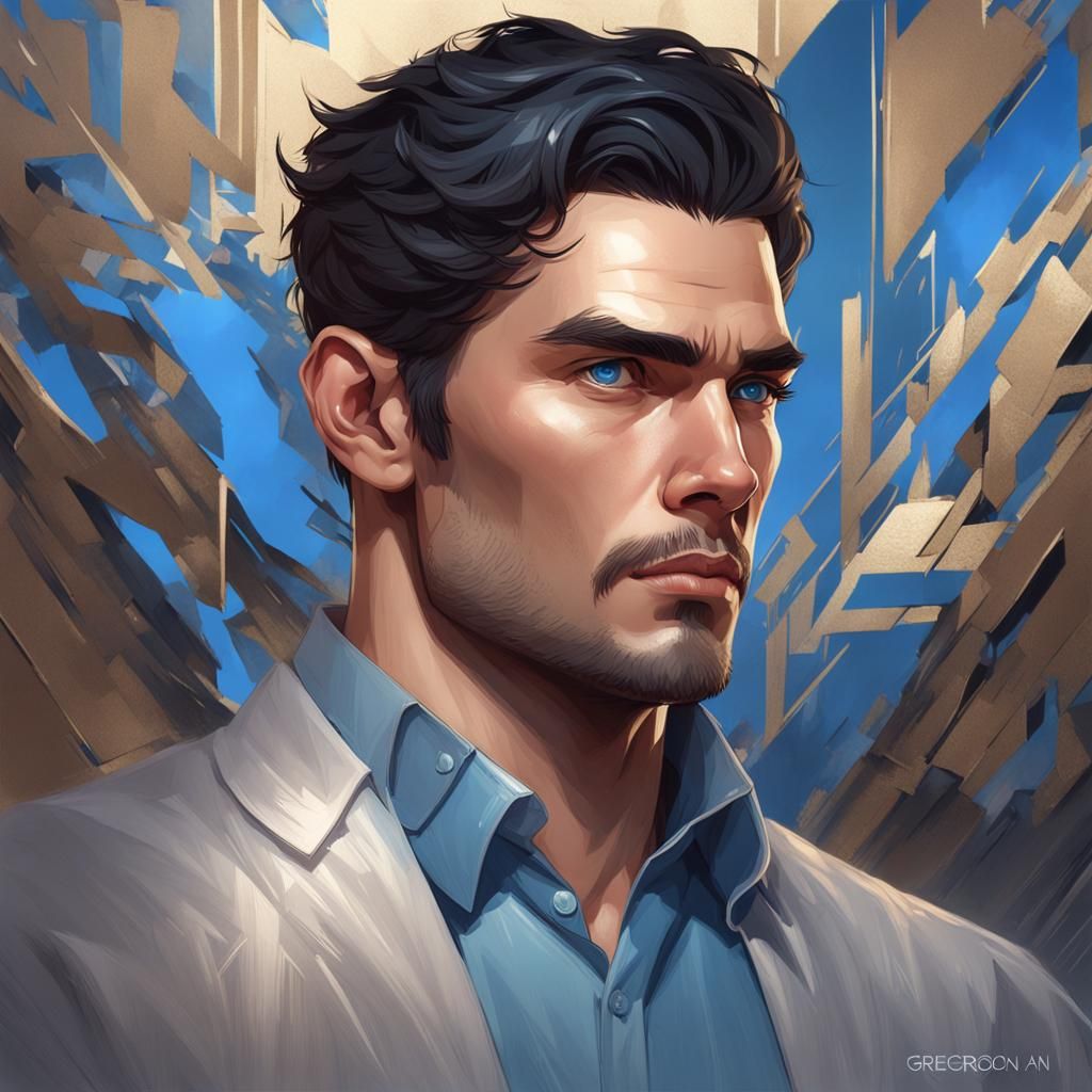 Handsome Man Portrait in Hyperrealistic Digital Art