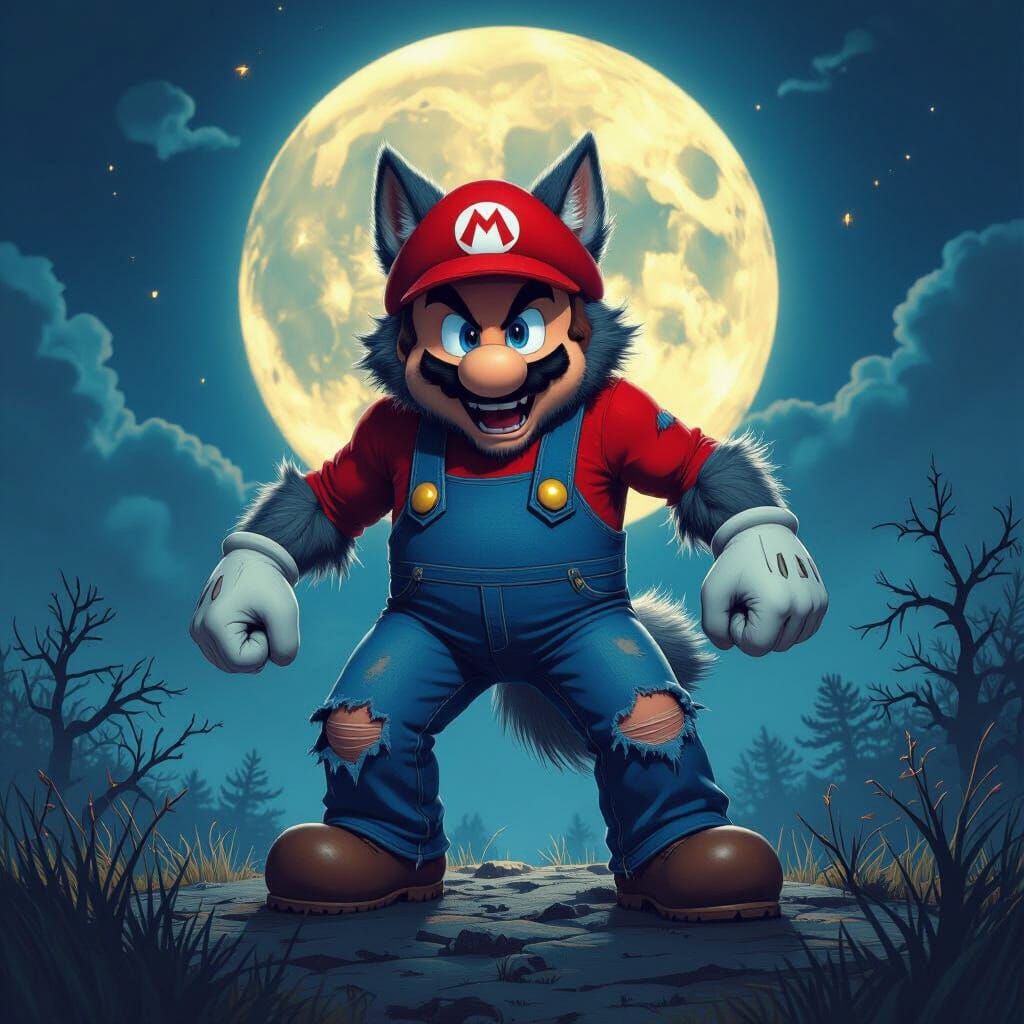 Mario's Werewolf Transformation Art