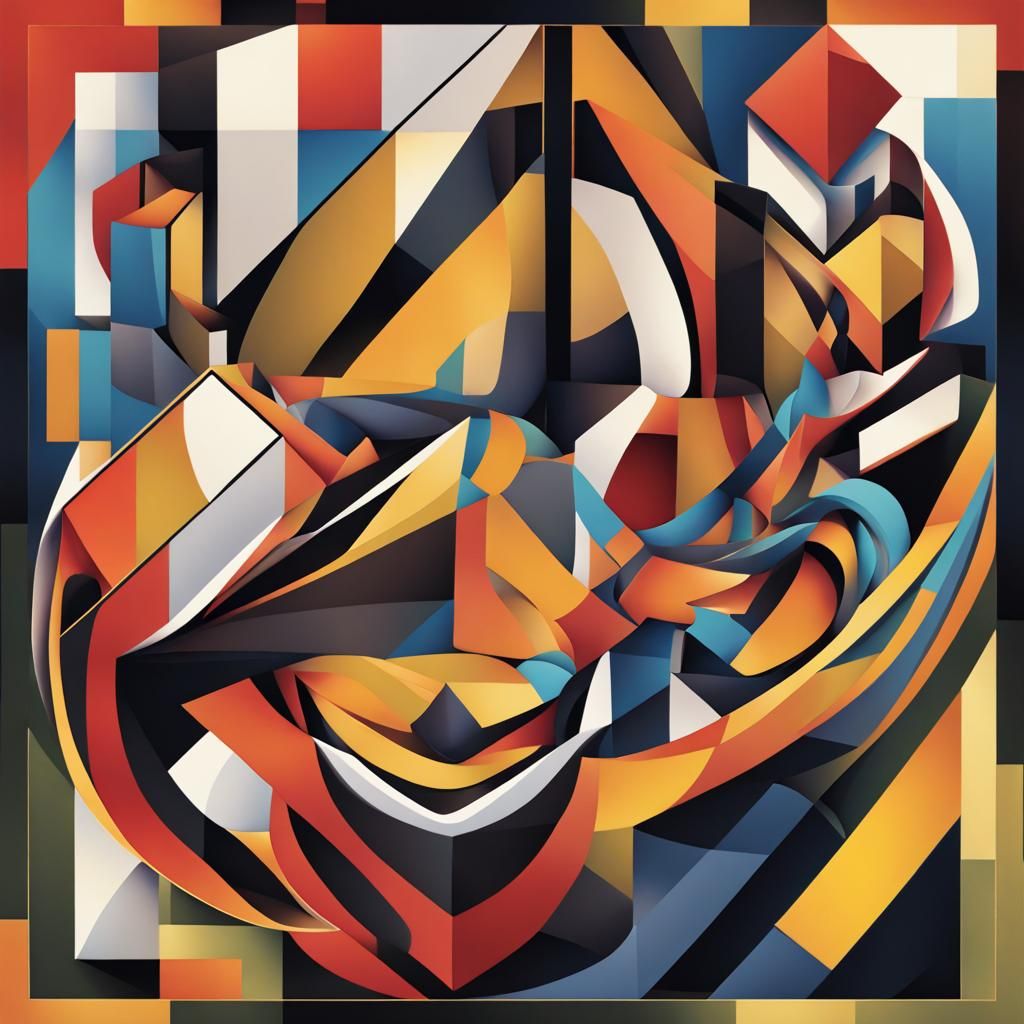 Geometric Anaconda in Cubist Art Deco Style