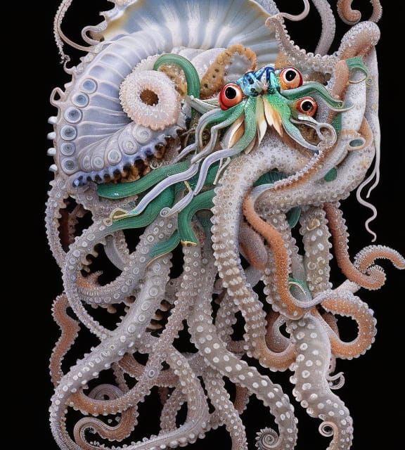 Detailed Book Illustration: Sea Life and Cute Creatures