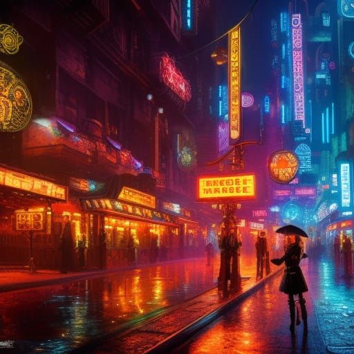 Steampunk City: Lovers in a Cyberpunk Dreamscape