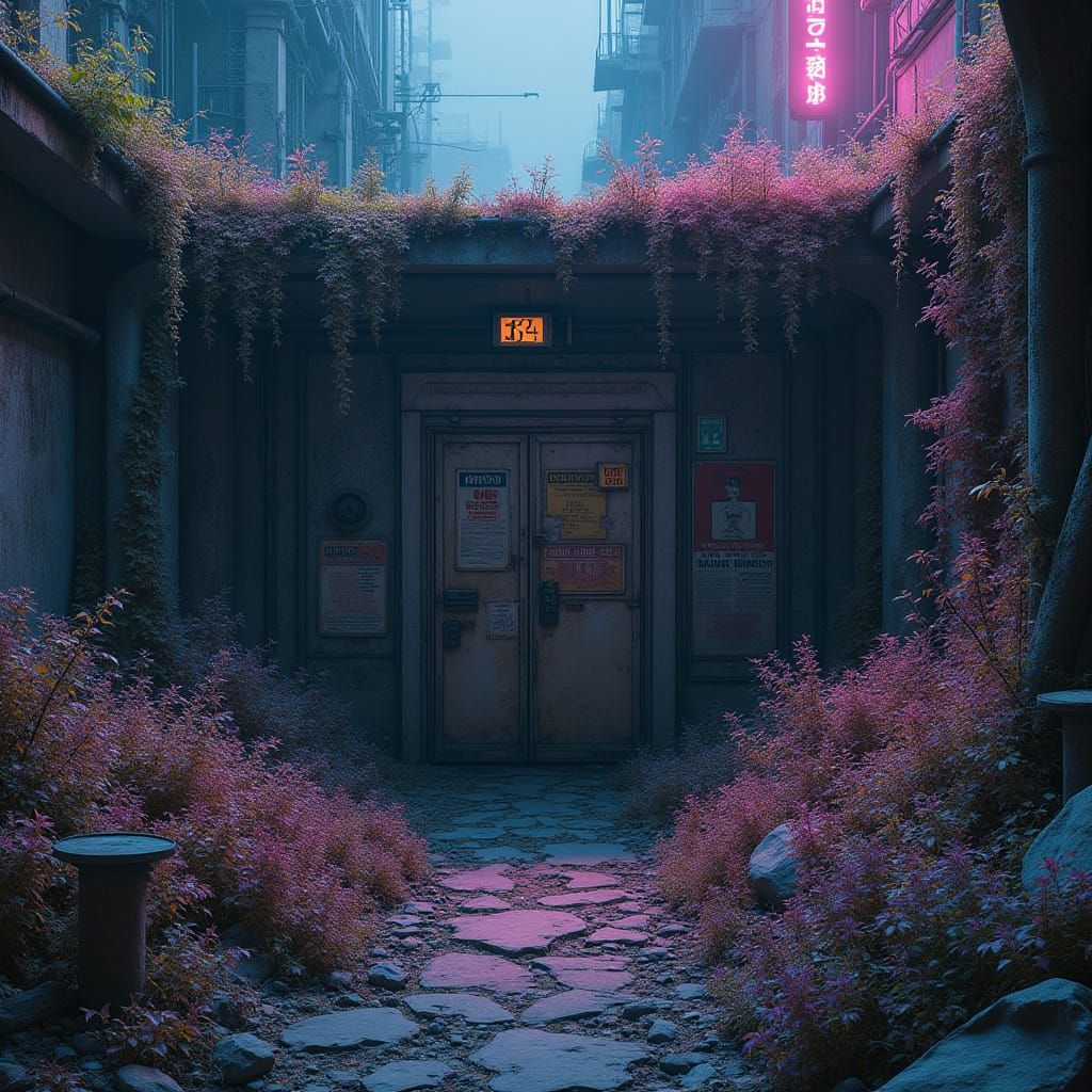 Abandoned Underground Haven in a Ruined Cyberpunk City